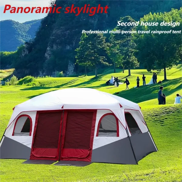 Tents for camping 8-10 person, instant glamping rooftop tent with screen porch and air conditioner port, camping essentials - Image 3