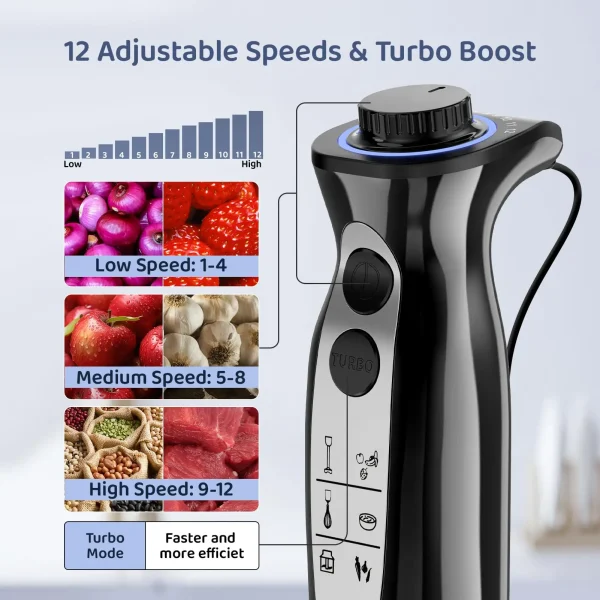 1000 Watt Powerful Handheld Immersion Blender, Vegetable Meat Immersion Egg Beater For Smoothies, Sauces, Baby Food Soups - Image 4