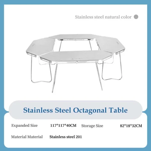 Homful outdoor multifunctional combination stainless steel round table barbecue campfire table camping foldable splicing - Image 7