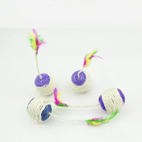 1Pc Cat Toy Sisal Scratching Ball Training Interactive Toy for Kitten Pet Cat Supplies Feather Toy  Cat Toys Interactive - Image 2