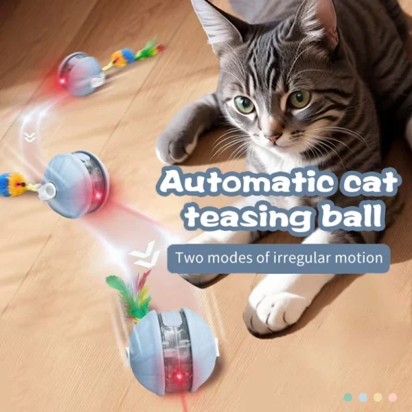 Cat Infrared Interactive Ball Toys Automatic Rolling Ball Tail Rechargeable Smart Pet Electric Toy Cat Training Imitate Mouse - Image 3
