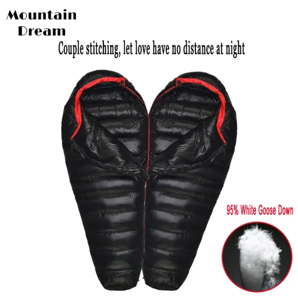 Winter Down Sleeping Bag Adult Mummy White Goose Down Warm Sleeping Bag Three Seasons Suitable For Camping Trips - Image 4