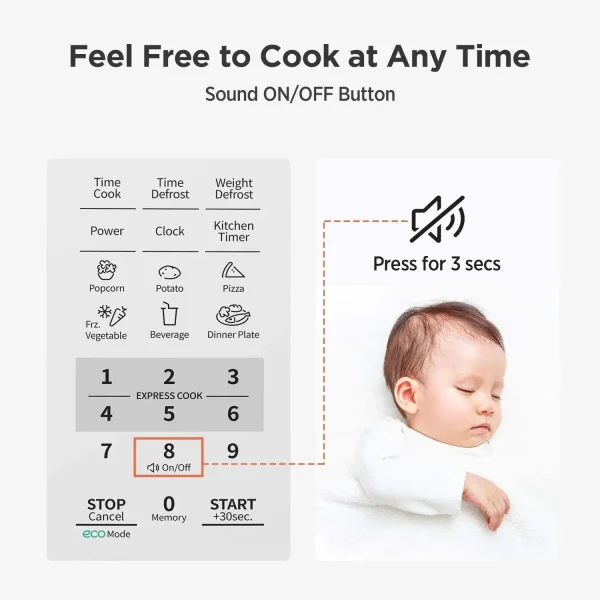 EM720CPL-PM Countertop Microwave Oven with Sound On/Off, ECO Mode and Easy One-Touch Buttons, 0.7 Cu Ft/700W, Pearl White - Image 3