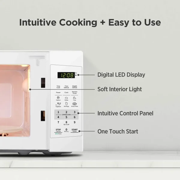 EM720CPL-PM Countertop Microwave Oven with Sound On/Off, ECO Mode and Easy One-Touch Buttons, 0.7 Cu Ft/700W, Pearl White - Image 6