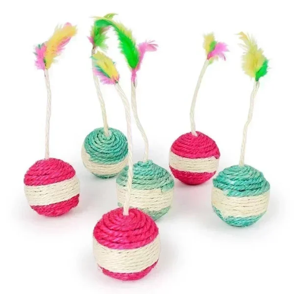 1Pc Cat Toy Sisal Scratching Ball Training Interactive Toy for Kitten Pet Cat Supplies Feather Toy  Cat Toys Interactive - Image 3