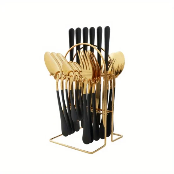 24-Piece Stainless Steel Cutlery Set Knives, Forks, Spoons & Teaspoons - Durable Stylish Design - Perfect for Home Dining - Image 8