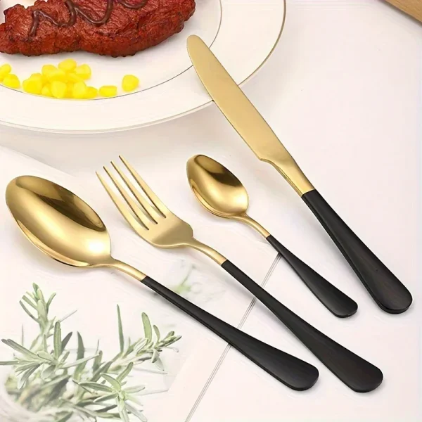 24-Piece Stainless Steel Cutlery Set Knives, Forks, Spoons & Teaspoons - Durable Stylish Design - Perfect for Home Dining - Image 6