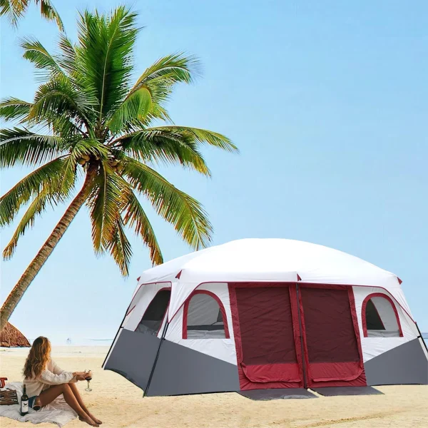 Tents for camping 8-10 person, instant glamping rooftop tent with screen porch and air conditioner port, camping essentials - Image 4
