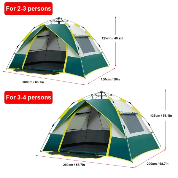 Outdoor Pop Up Tent Waterproof Portable Instant Automatic Camping Tent for 2-3/3-4 Person Family Tent Camping Backpacking 2024 - Image 5