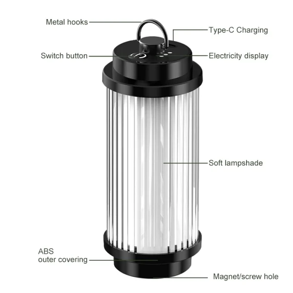 Outdoor camping tools camping lights 5 kinds of lights adjustable ceiling can be connected with the bracket TYPE-C charging. - Image 6