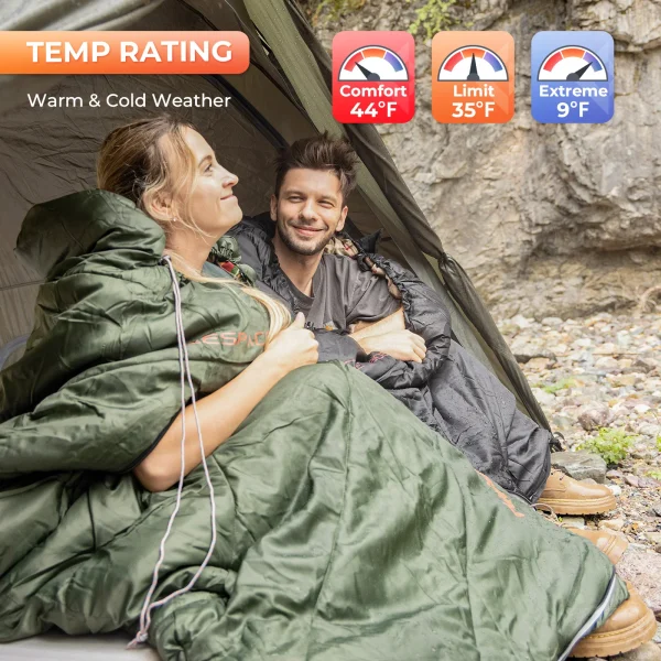 KingCamp Flannel Sleeping Bag, Single Enlarged Stretchable Polyester-cotton Flannel Oval Capped Sleeping Bag For Camping - Image 3