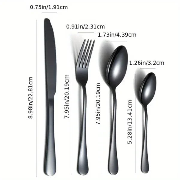 24-Piece Stainless Steel Cutlery Set Knives, Forks, Spoons & Teaspoons - Durable Stylish Design - Perfect for Home Dining - Image 2