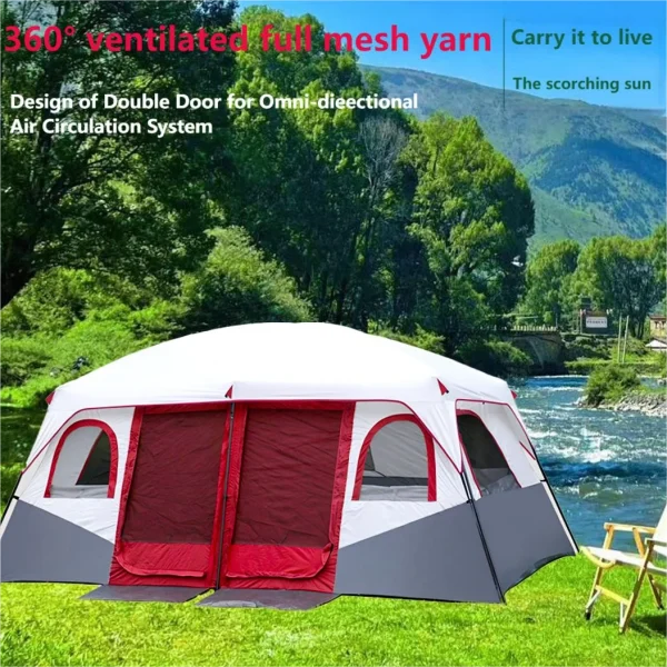 Tents for camping 8-10 person, instant glamping rooftop tent with screen porch and air conditioner port, camping essentials - Image 2