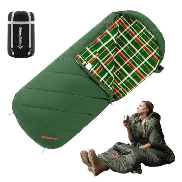 KingCamp Flannel Sleeping Bag, Single Enlarged Stretchable Polyester-cotton Flannel Oval Capped Sleeping Bag For Camping - Image 7
