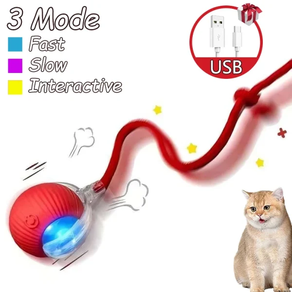 Cat Infrared Interactive Ball Toys Automatic Rolling Ball Tail Rechargeable Smart Pet Electric Toy Cat Training Imitate Mouse - Image 13