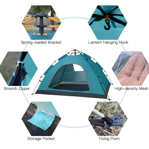 Outdoor Pop Up Tent Water-resistant Portable Instant Camping Folding Fully Automatic Tent for 1-2 Family Tent - Image 3