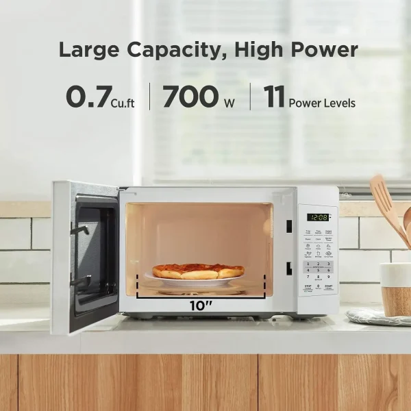 EM720CPL-PM Countertop Microwave Oven with Sound On/Off, ECO Mode and Easy One-Touch Buttons, 0.7 Cu Ft/700W, Pearl White - Image 2