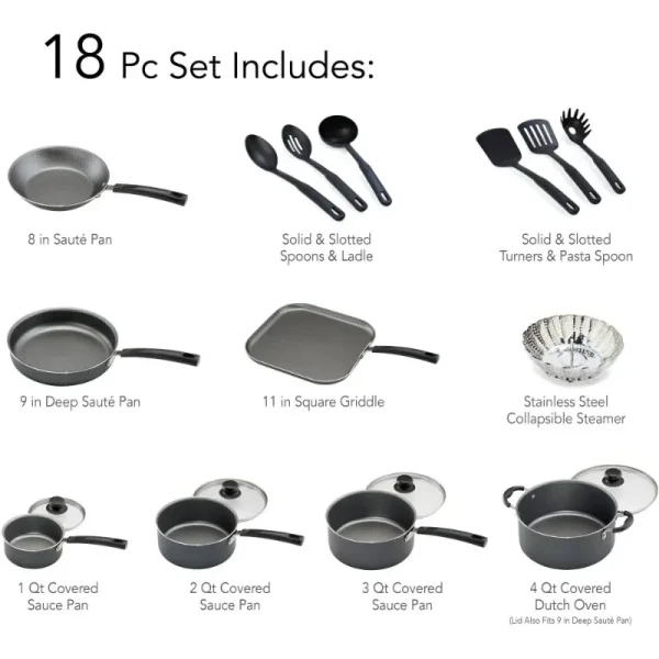Multifunctional 18-piece non-stick cookware set, easy to clean, scald-proof and non-stick, suitable as a gift - Image 2