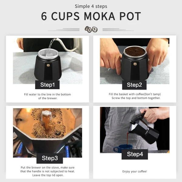Yabano Stovetop Espresso Maker, 1 Cups Moka Coffee Pot Italian Espresso for Gas or Electric Ceramic Stovetop, Italian Coffee mak - Image 3