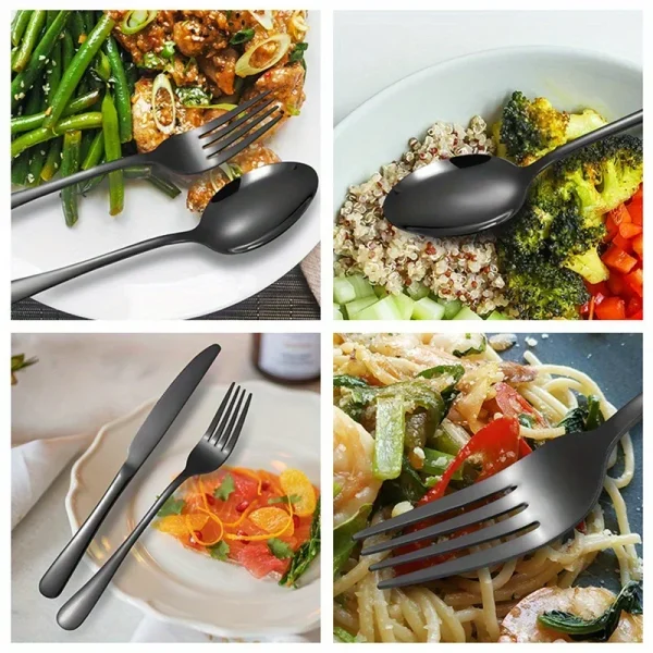24-Piece Stainless Steel Cutlery Set Knives, Forks, Spoons & Teaspoons - Durable Stylish Design - Perfect for Home Dining - Image 4