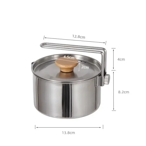 1L Camping Kettle Outdoor Multifunctional 304 Stainless Steel Kettle Mountaineering Portable Coffee Pot Foldable Camping Tea Pot - Image 5