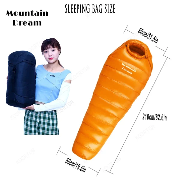 Winter Down Sleeping Bag Adult Mummy White Goose Down Warm Sleeping Bag Three Seasons Suitable For Camping Trips - Image 5