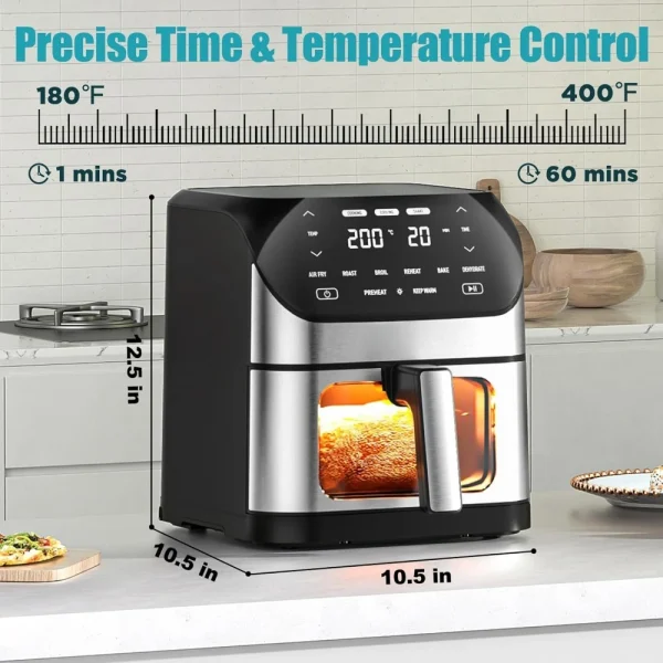 Air Fryer 6.2 QT Large Capacity Oilless Hot Air Fryers Oven 1500W Healthy Cooker with 10 Presets, Digital LCD Touch Screen - Image 3