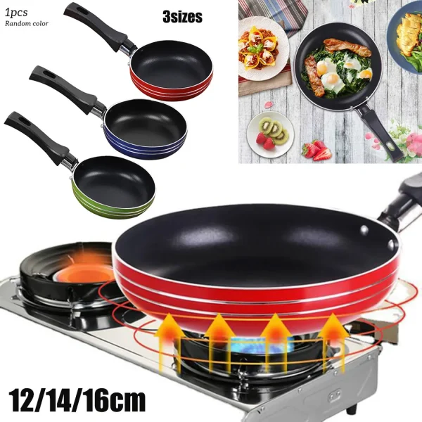 12cm/14cm/16cm Mini Frying Pan Non-Stick Steel Frypan Pot Saucepan Random Color For Cookware Kitchen Cookware - Image 2