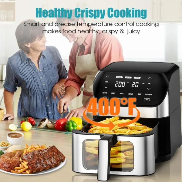 Air Fryer 6.2 QT Large Capacity Oilless Hot Air Fryers Oven 1500W Healthy Cooker with 10 Presets, Digital LCD Touch Screen - Image 6