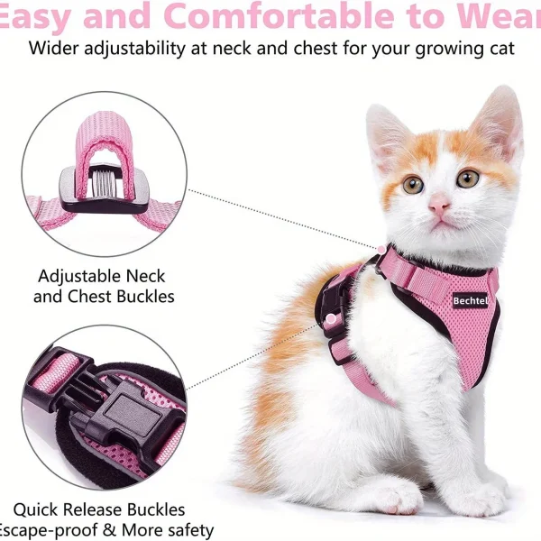 Cat Leash Non-Slip Adjustable Leash Non-Slip Cat Leash Vest Pet Chest Carrier - Image 3
