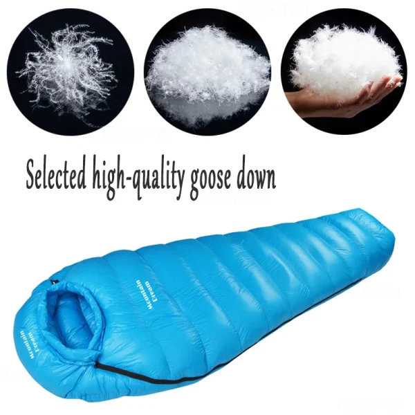 Winter Down Sleeping Bag Adult Mummy White Goose Down Warm Sleeping Bag Three Seasons Suitable For Camping Trips - Image 2