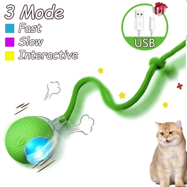 Cat Infrared Interactive Ball Toys Automatic Rolling Ball Tail Rechargeable Smart Pet Electric Toy Cat Training Imitate Mouse - Image 12
