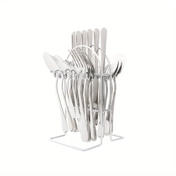 24-Piece Stainless Steel Cutlery Set Knives, Forks, Spoons & Teaspoons - Durable Stylish Design - Perfect for Home Dining - Image 11