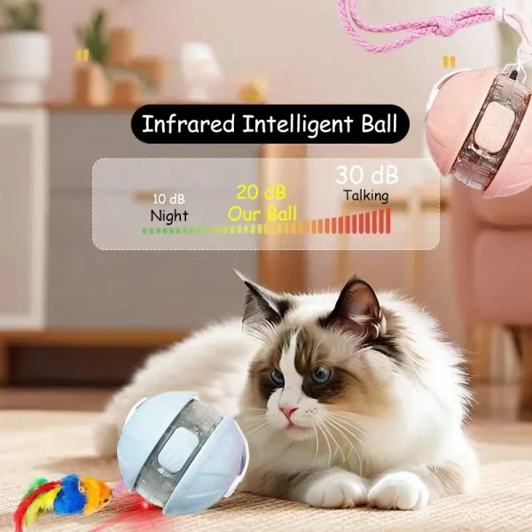 Cat Infrared Interactive Ball Toys Automatic Rolling Ball Tail Rechargeable Smart Pet Electric Toy Cat Training Imitate Mouse - Image 4