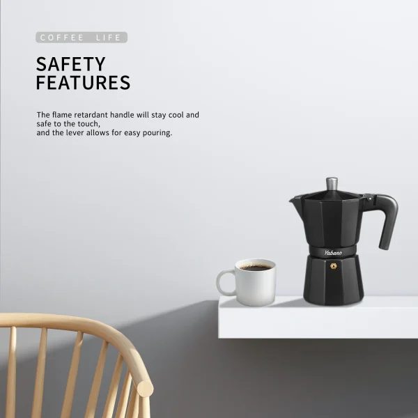 Yabano Stovetop Espresso Maker, 1 Cups Moka Coffee Pot Italian Espresso for Gas or Electric Ceramic Stovetop, Italian Coffee mak - Image 2