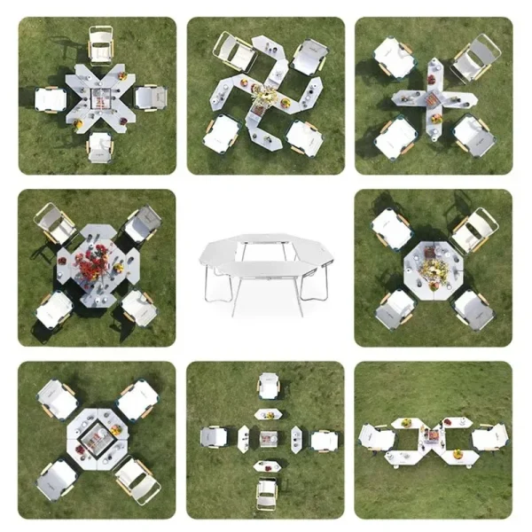 Homful outdoor multifunctional combination stainless steel round table barbecue campfire table camping foldable splicing - Image 3