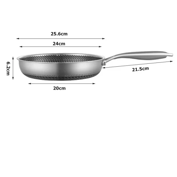 LMETJMA Stainless Steel Frying Pan Nonstick Honeycomb Fry Pan With Lid Induction Ceramic Electric Gas Cooktops Compatible KC0480 - Image 8