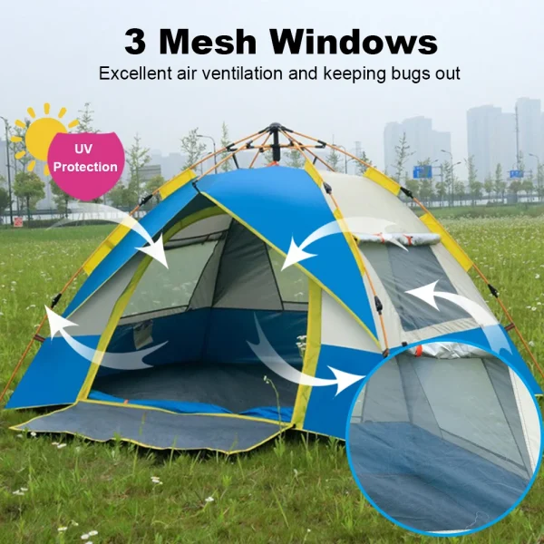Outdoor Pop Up Tent Waterproof Portable Instant Automatic Camping Tent for 2-3/3-4 Person Family Tent Camping Backpacking 2024 - Image 3