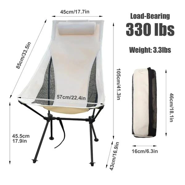 WESTTUNE Portable Folding Camping Chair with Headrest Lightweight Tourist Chairs Aluminum Alloy Fishing Chair Outdoor Furniture - Image 3