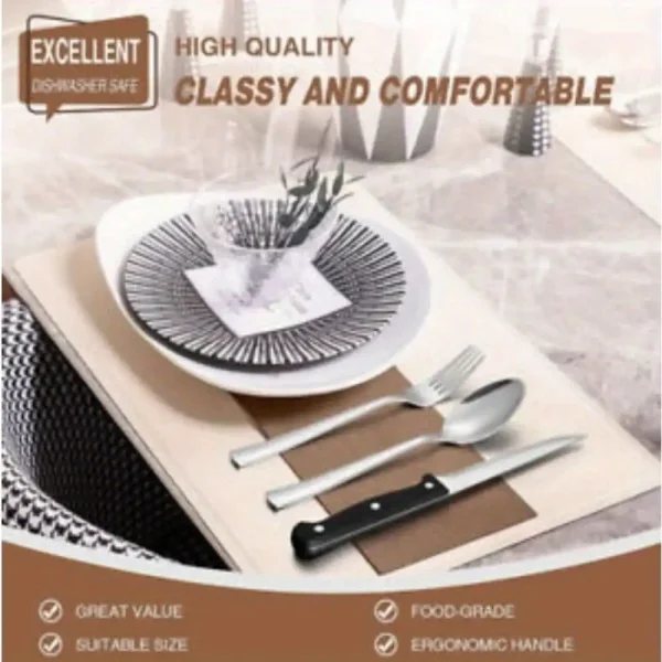 Silverware SetStainless Steel Cutlery Utensils Home Kitchen Cutlery Set Including Fork Knife Spoon Set, Dishwasher Safe - Image 5