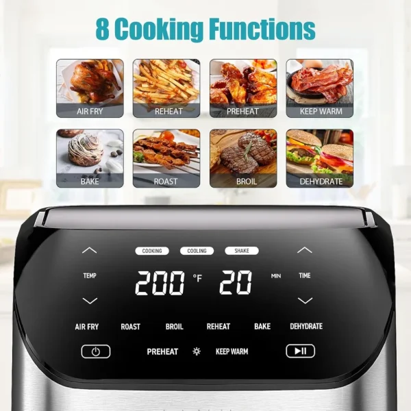 Air Fryer 6.2 QT Large Capacity Oilless Hot Air Fryers Oven 1500W Healthy Cooker with 10 Presets, Digital LCD Touch Screen - Image 2