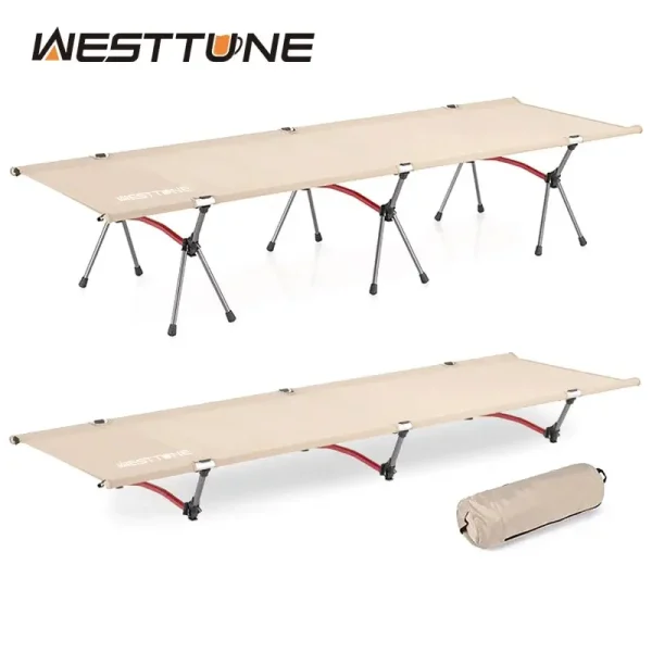 WESTTUNE Camping Cot Portable Folding Bed Ultralight Aluminum Alloy Sleeping Cot for Outdoor Hiking Backpacking Travel