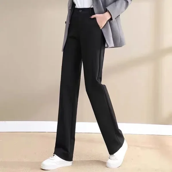 Black Straight-leg Bell Bottoms Pants Women's Petite Size Smoke Pants Professional Ladies Casual Elegant Fashion Trousers - Image 4