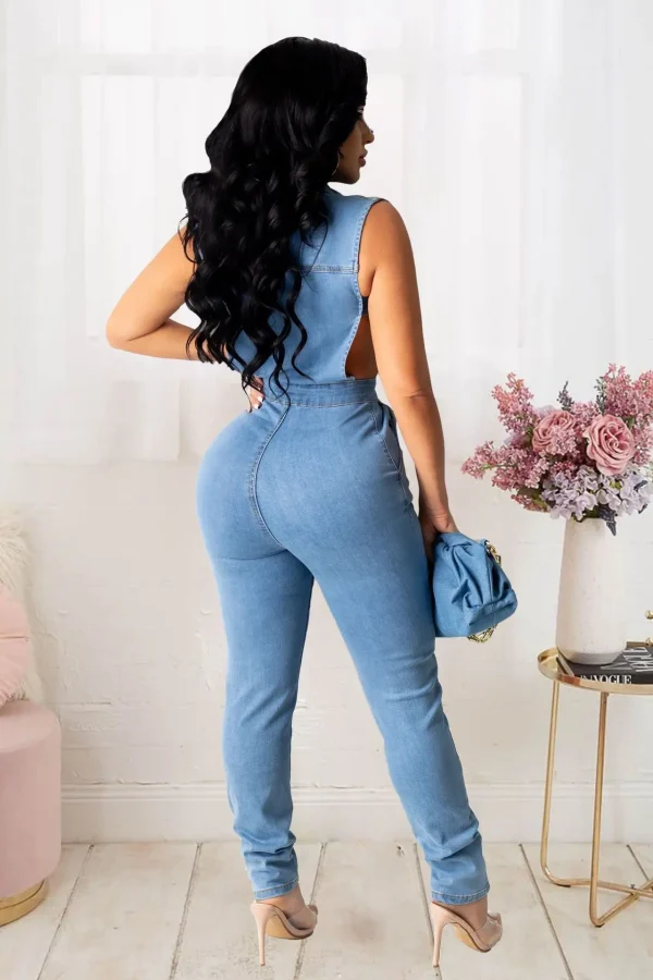 Hollow Denim Ankle Length Pants Women Overalls Spliced Washed Pencil Jeans Vintage Skinny Jean One Piece Button Sexy 2024 - Image 6