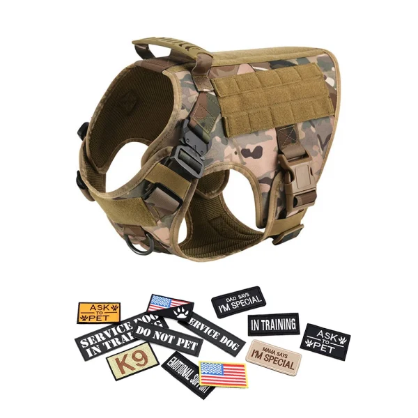 Military Large Dog Harness Collar Leash Bags Patches Set Pet Malinois Training Vests Tactical Dogs Harnesses Accessories - Image 8