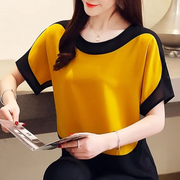 Fashion Women Blouses 2024 Women Blouse Shirt Short Sleeve Casual Chiffon Blouse Women Shirts Womens Tops and Blouses 3397 50 - Image 2