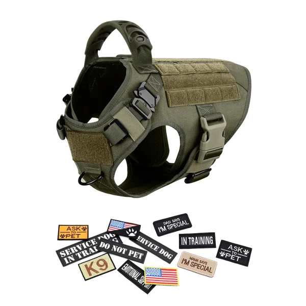 Military Large Dog Harness Collar Leash Bags Patches Set Pet Malinois Training Vests Tactical Dogs Harnesses Accessories - Image 7