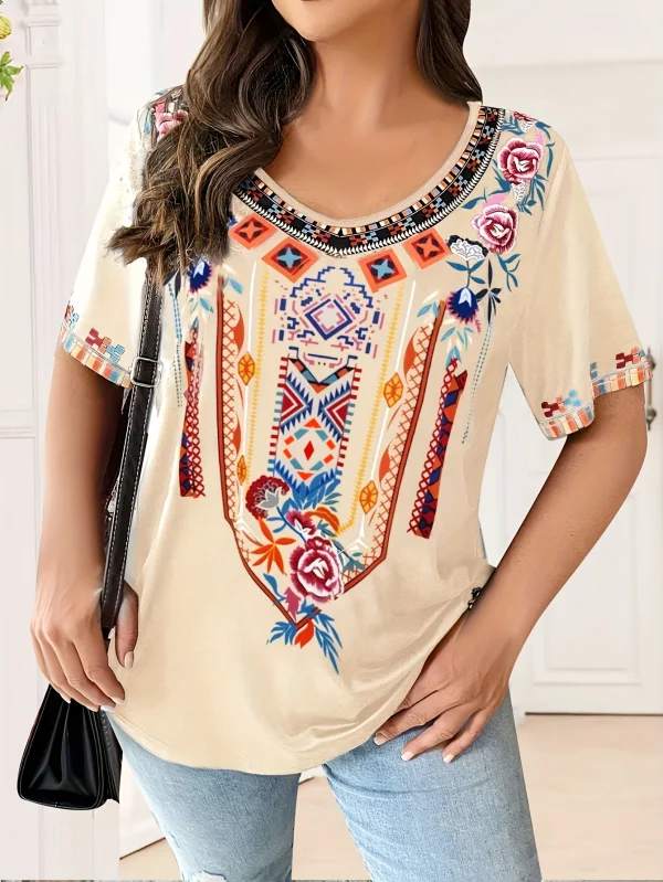 Plus Size Women's T-Shirt Boho Harajuku Graphic Print Summer Short Sleeve Casual Tops Street Fashion T-Shirt Female Clothing - Image 6