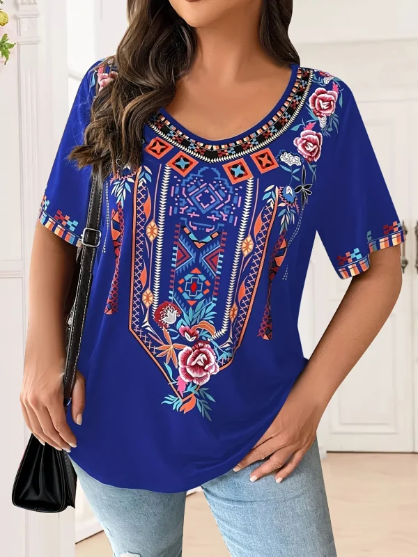 Plus Size Women's T-Shirt Boho Harajuku Graphic Print Summer Short Sleeve Casual Tops Street Fashion T-Shirt Female Clothing - Image 4