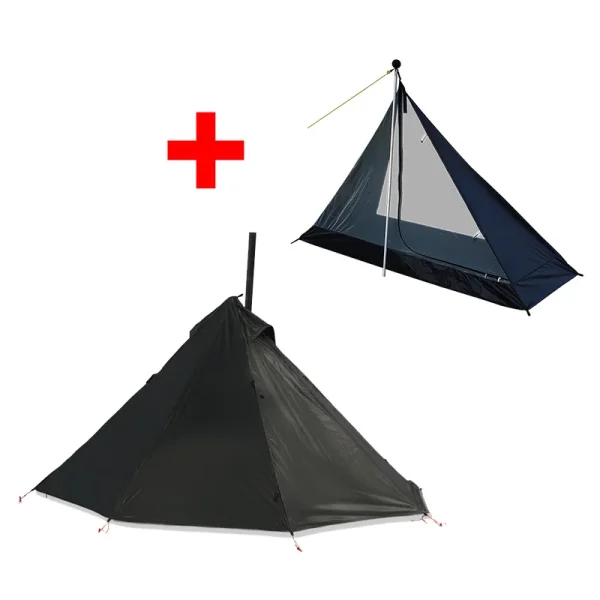 Camping Hot Tent with Chimney Window Outdoor Ultralight Tipi Teepee Tent Pyramid Double Layer Bushcraft 1 Person Tents Hot Tent - Image 14